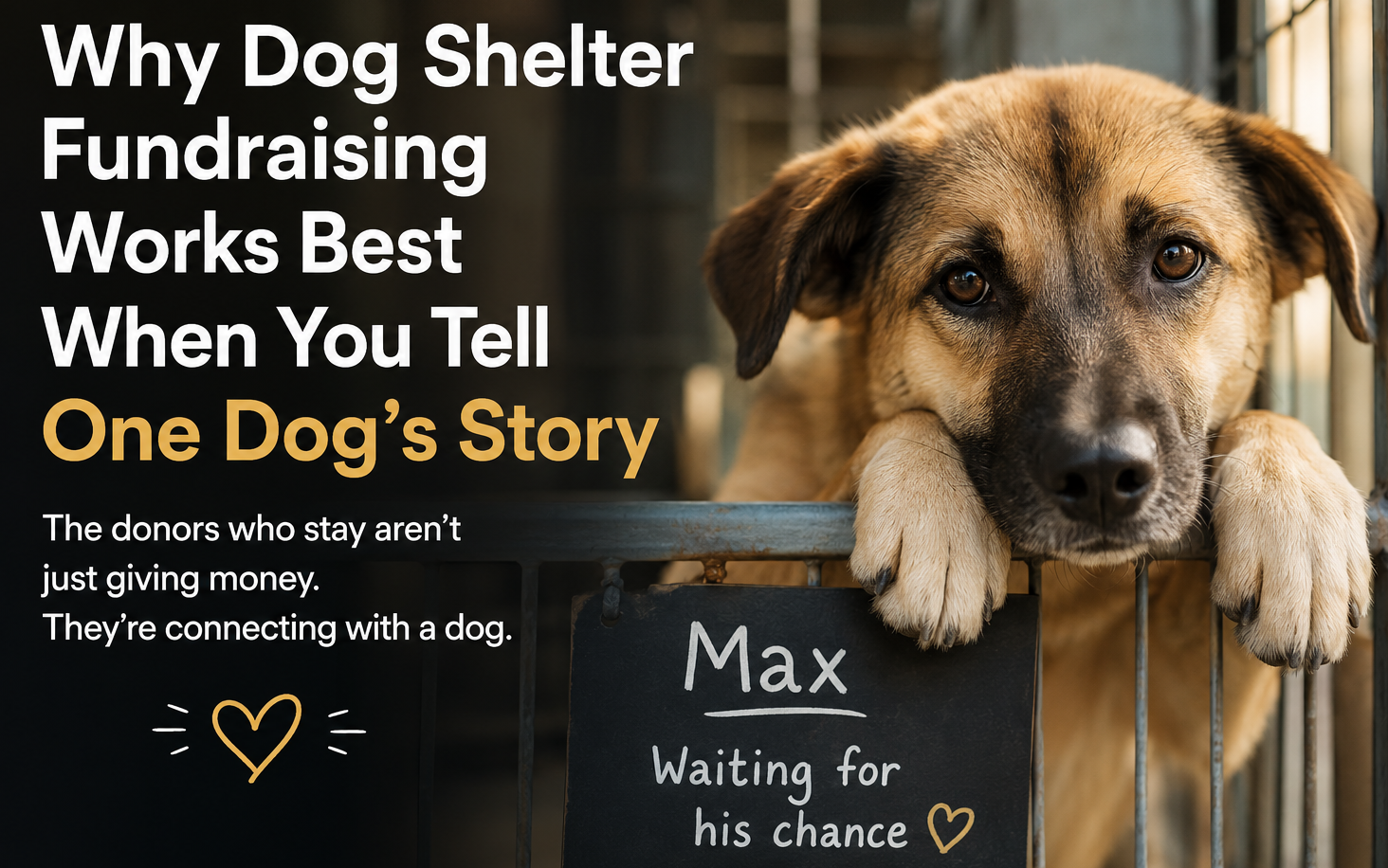 Dog shelter fundraising event with volunteers, rescued dogs, donation table, and community supporters helping raise funds for animal care and shelter operations.