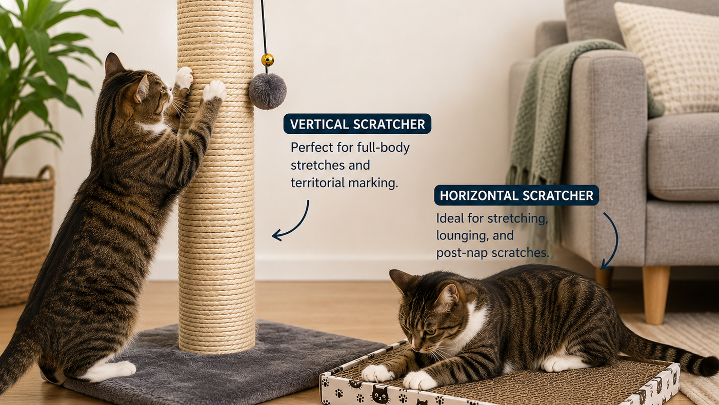 Learn how to stop a cat from scratching furniture with the right posts, smart placement, and simple deterrents. No punishment, no declawing. Just what actually works.